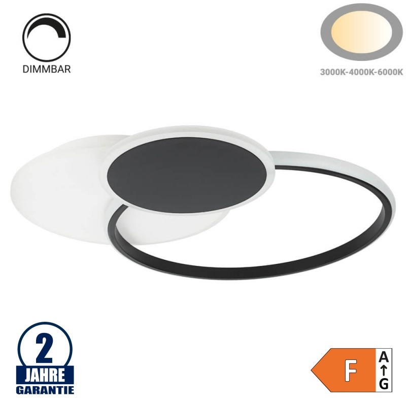 78W LED Deckenleuchte Schwarz Weiß Rund 3-teilig CCT