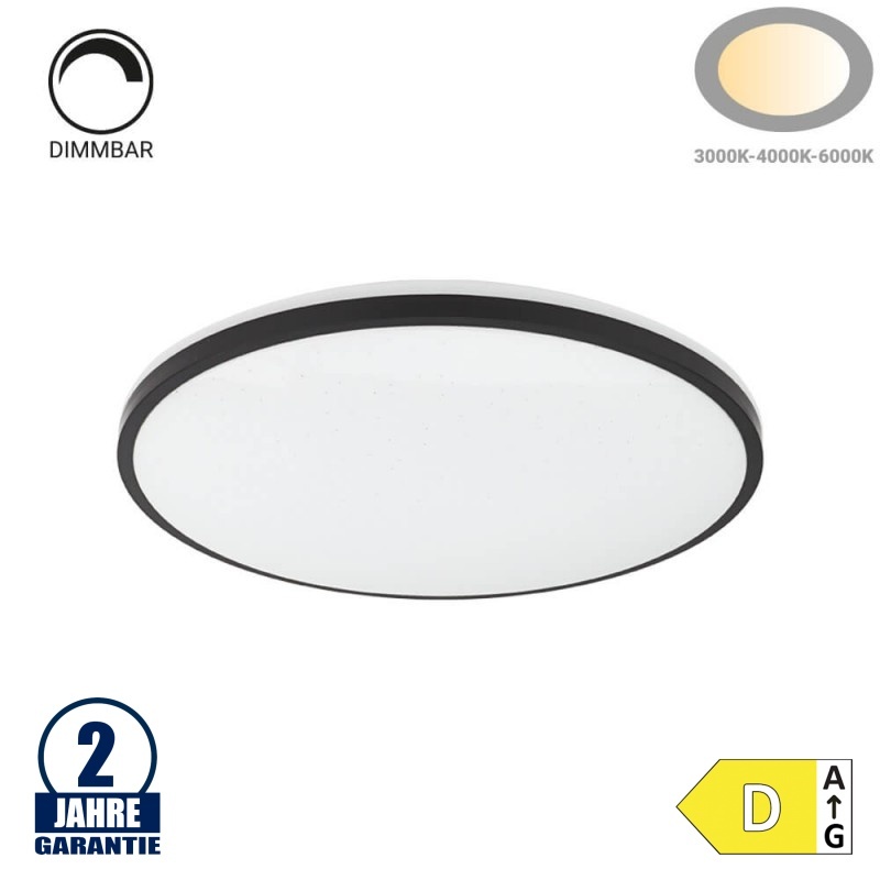 24W LED Deckenleuchte fernsteuerbar Schwarz CCT Kristall-Effekt
