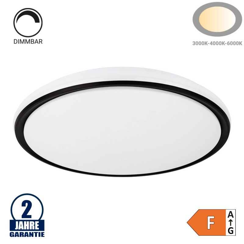54W LED Deckenleuchte fernsteuerbar Schwarz CCT Ø500×70mm