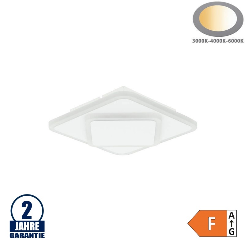 23W LED CCT Deckenleuchte quadratisch Weiß
