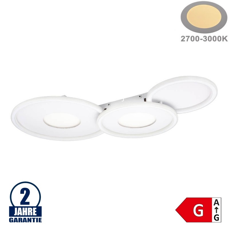 106W LED Deckenleuchte Mondoptik Warmweiß Weiß 3-fach