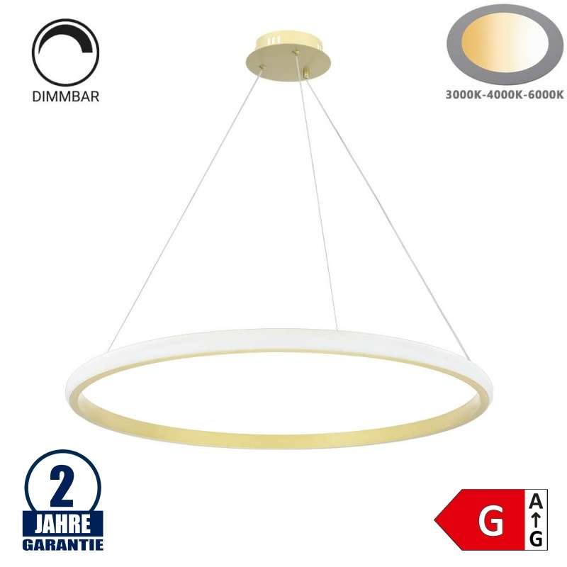 30W LED CCT Pendelleuchte Dimmbar gebürstet Ø50cm