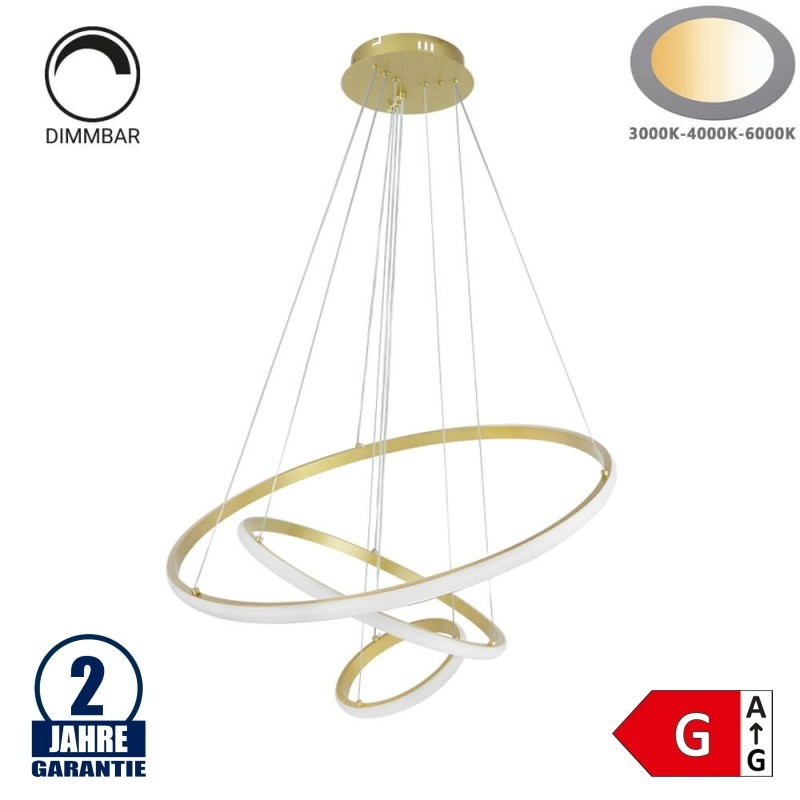 78W LED CCT Pendelleuchte Dimmbar gebürstet 3-fach