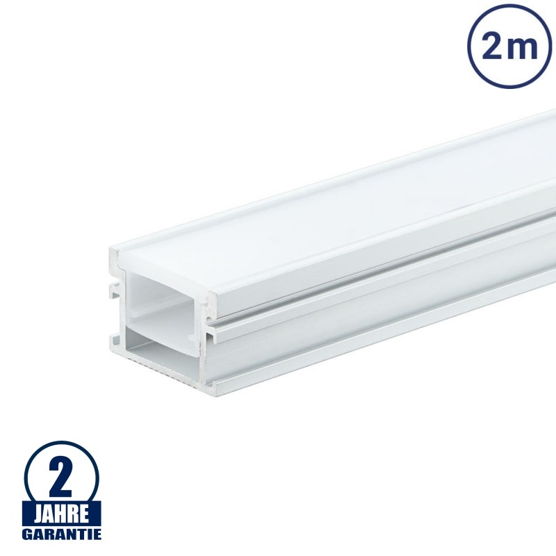 LED Bodeneinbauprofil 20×29,8mm mit Kühlstreifen eloxiert 2m SET Opal