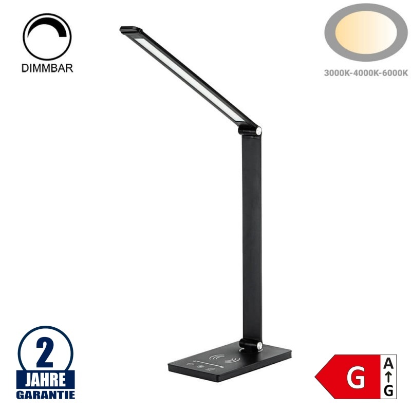 5W LED Tischleuchte CCT mit Wireless Charging für Smartphones Schwarz