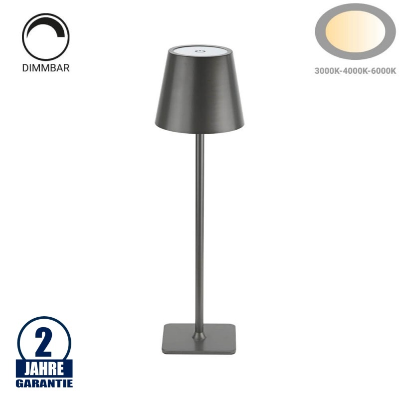 2,5W LED Tischleuchte mit Akku Grau CCT dimmbar