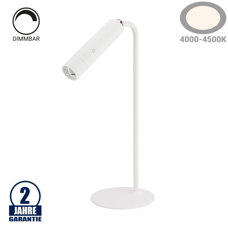 3W LED Tischleuchte mit Akku multifunktional Weiß Neutralweiß