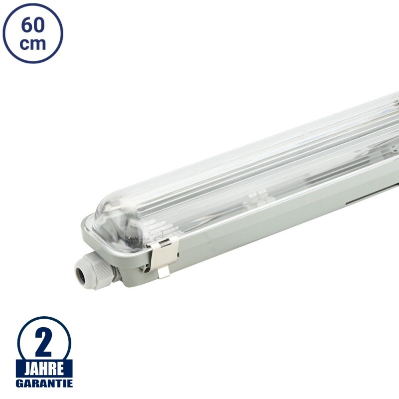 T8 Wannenleuchte IP65 für LED Röhren 60cm 1-flammig