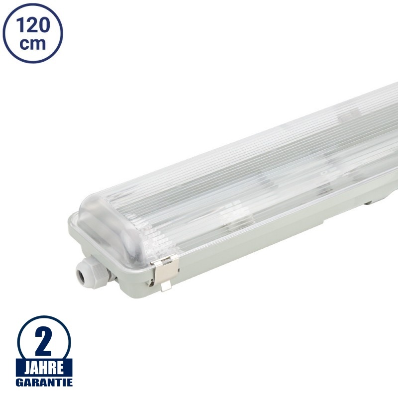T8 Wannenleuchte IP65 für LED Röhren 120cm 2-flammig