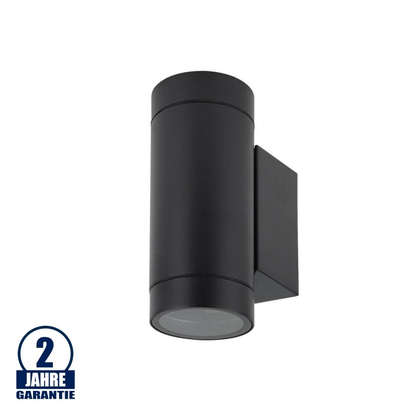 Wandleuchte mit GU10 Fassung 2-fach Schwarz IP54
