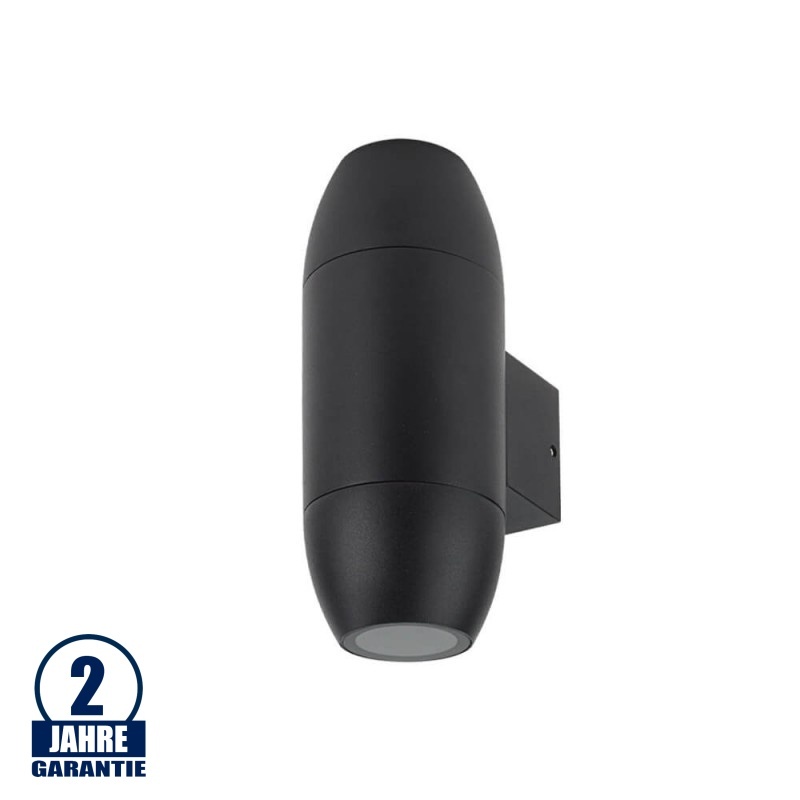 Wandleuchte ovales Design mit GU10 Fassung 2-fach Schwarz IP54