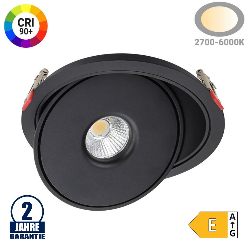 30W LED Einbaustrahler schwenkbar Schwarz CRI90+ CCT