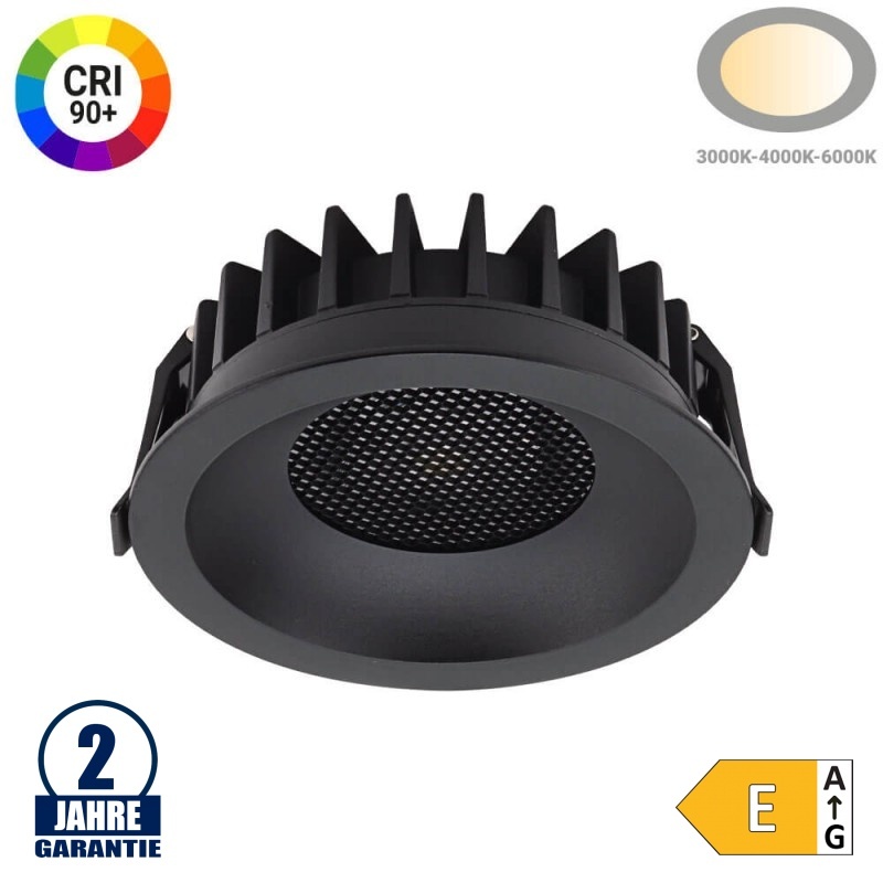 20W LED Einbaustrahler Schwarz CRI90+ CCT