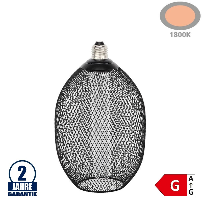 2,5W LED E27 Designer-Birne oval Schwarz extra Warmweiß 1800K