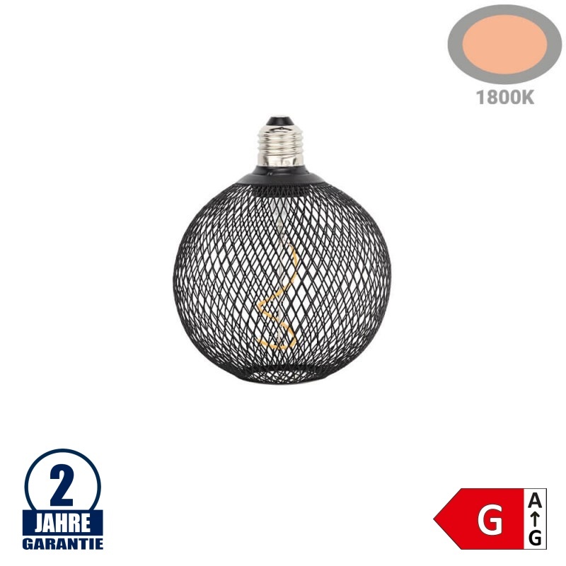 2,5W LED E27 Designer-Birne rund Schwarz extra Warmweiß 1800K