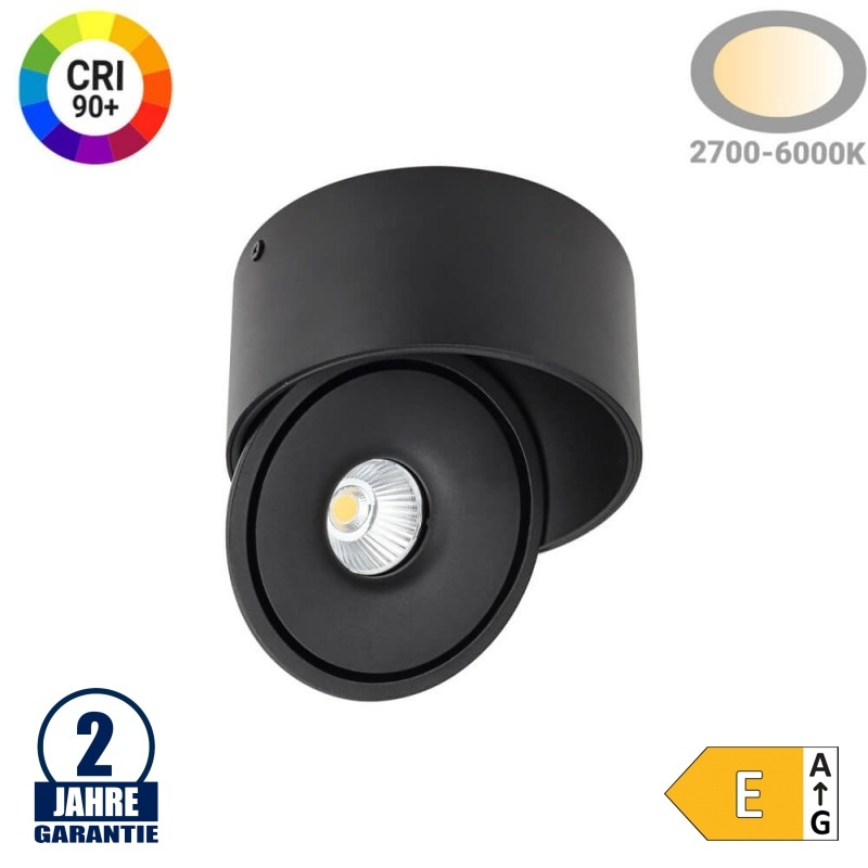 20W LED Deckenstrahler schwenkbar Schwarz CRI90+ CCT