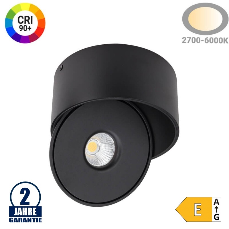 30W LED Deckenstrahler schwenkbar Schwarz CRI90+ CCT