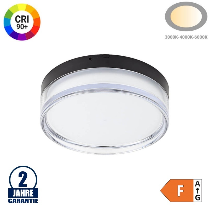 18W LED Deckenleuchte rund Outdoor Schwarz CCT