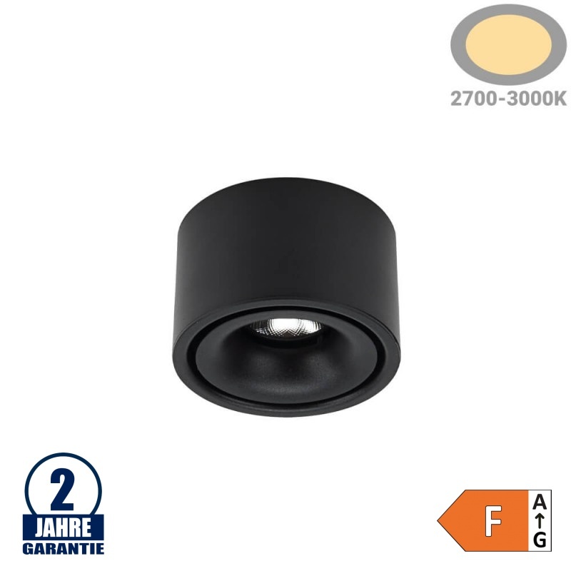 10W LED Deckenstrahler Schwarz Warmweiß