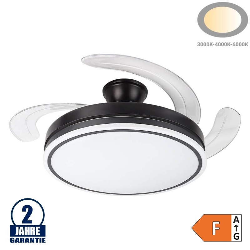 36W LED Deckenventilator Schwarz CCT