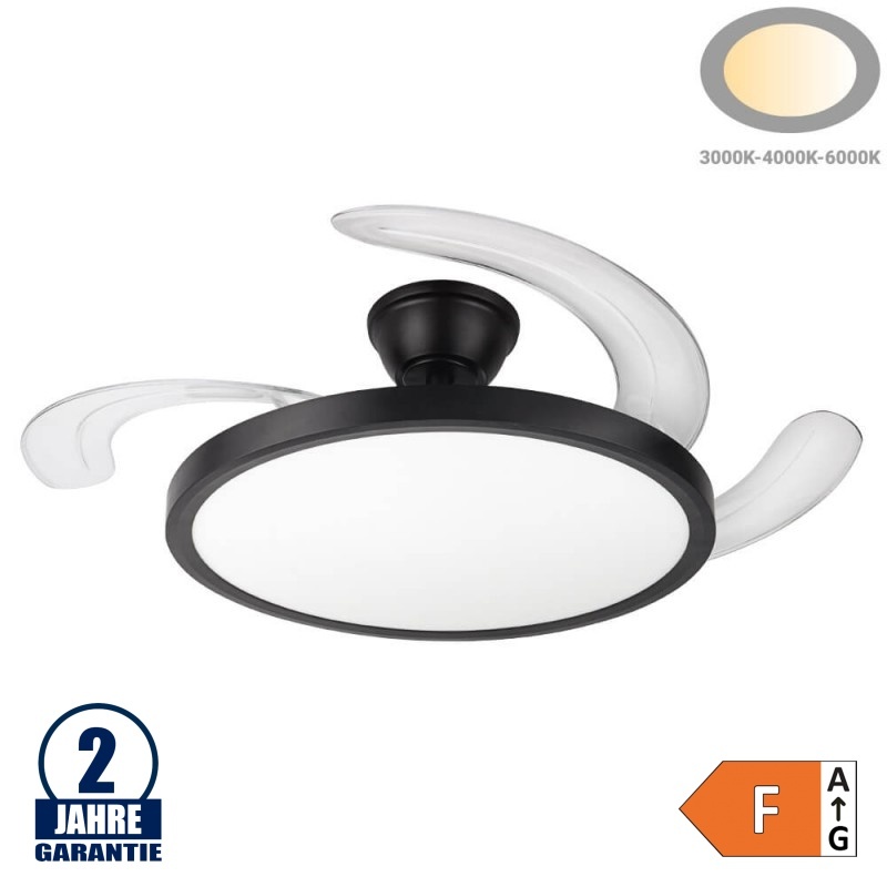 36W LED Deckenventilator Slim Schwarz CCT