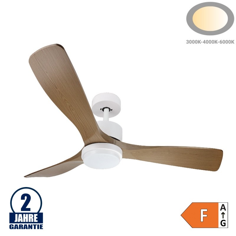18W LED Deckenventilator Eiche hell Weiß CCT