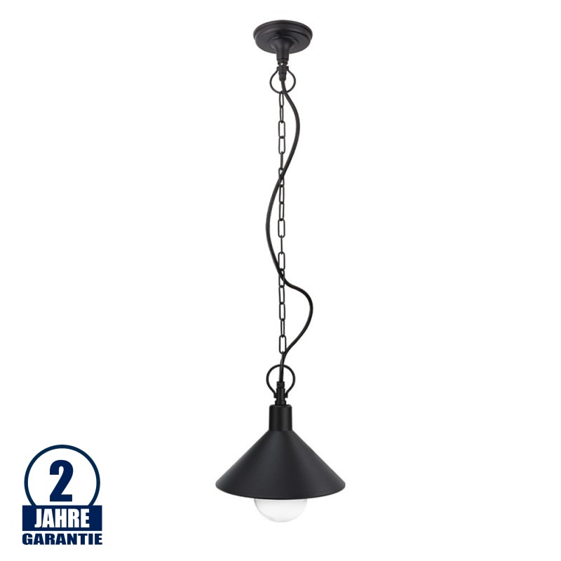 Pendelleuchte Blub Down mit E27 Fassung Schwarz IP44