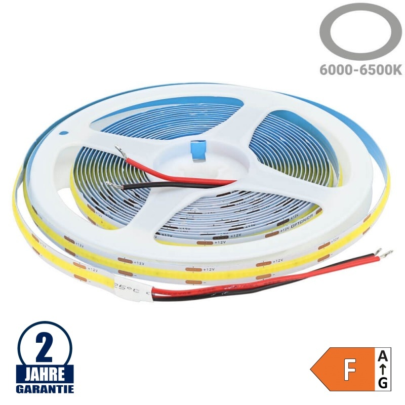 480 LED/m 12W/m 12V/DC LED COB Streifen Kaltweiß 5m