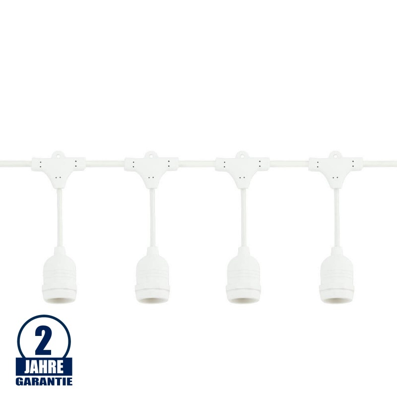 Lichterkette Weiß mit E27 Fassung 15 Stück 14 Meter IP65