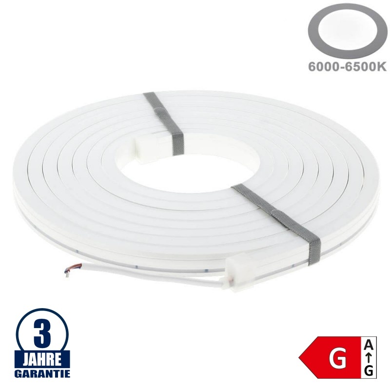 140SMD/m 10W 24V LED Flex-Neon Streifen Premium Kaltweiß 5m