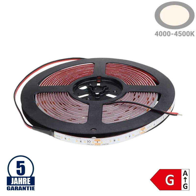120SMD/m 9,6W/m 24V Professional LED Streifen 1808 Neutralweiß 5m Spritzwassergeschützt