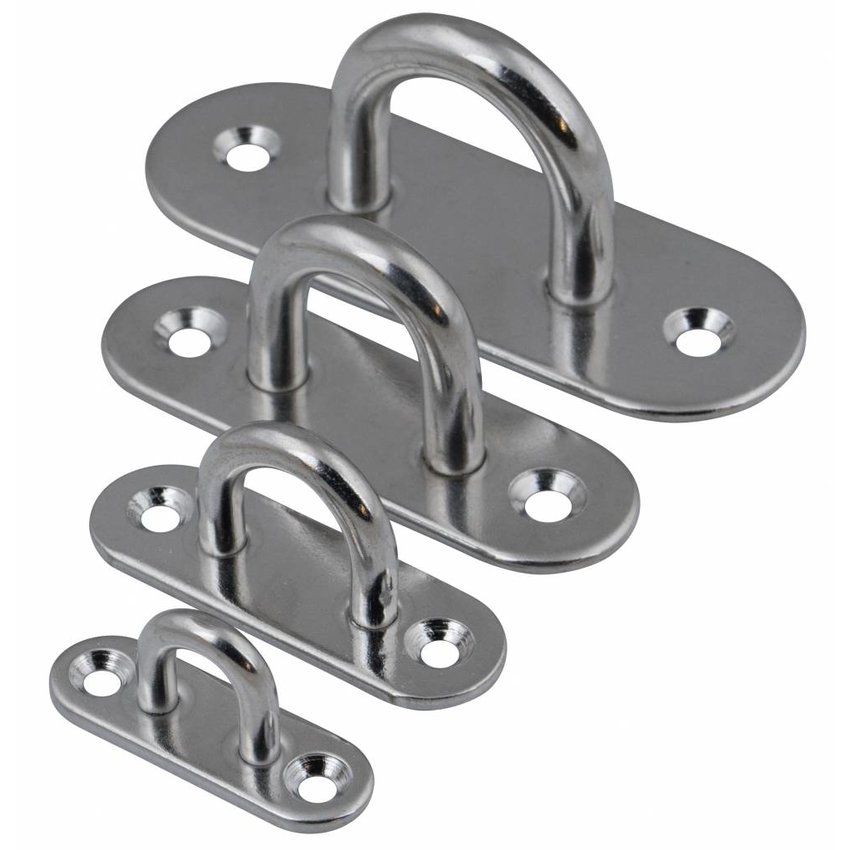 RVS oogplaat 6x60mm voor touw, ketting en staalkabel binnen & buiten