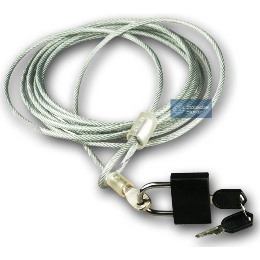 Security cable 3 meter with padlock x 4mm dia