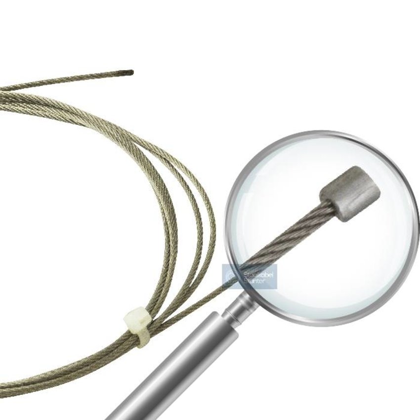 Stahlseil 2,5 mm mit Aluminium Endstop – verschweißtes Ende – 1, 2 oder 3 m