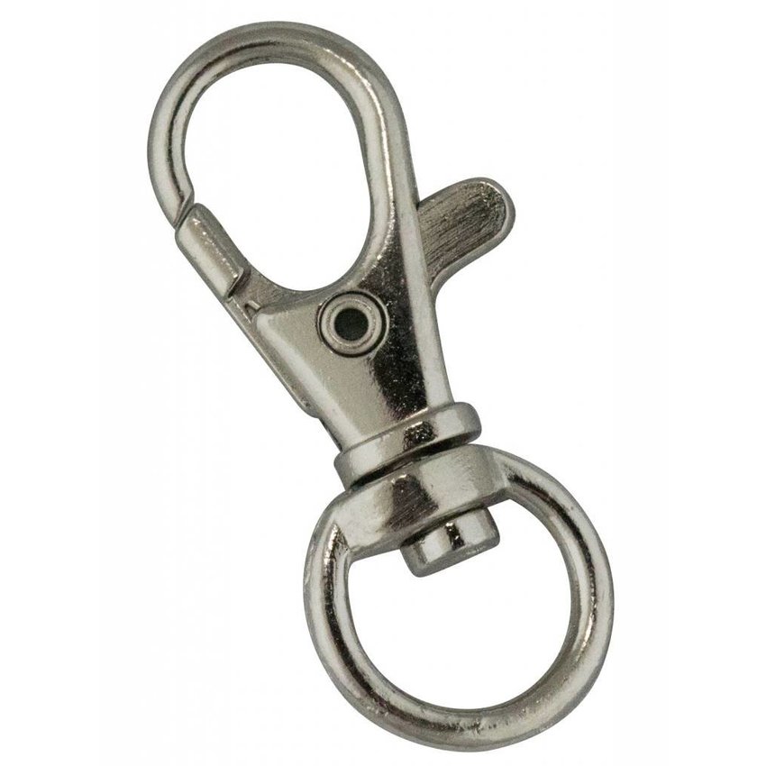 Karabinerhaken 40 mm mit Wirbel – silberfarben