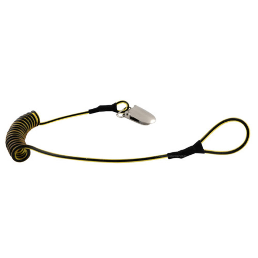 Retractable Tool Tether with Coiled Steel Cable and Attachment Clip 33–80 cm