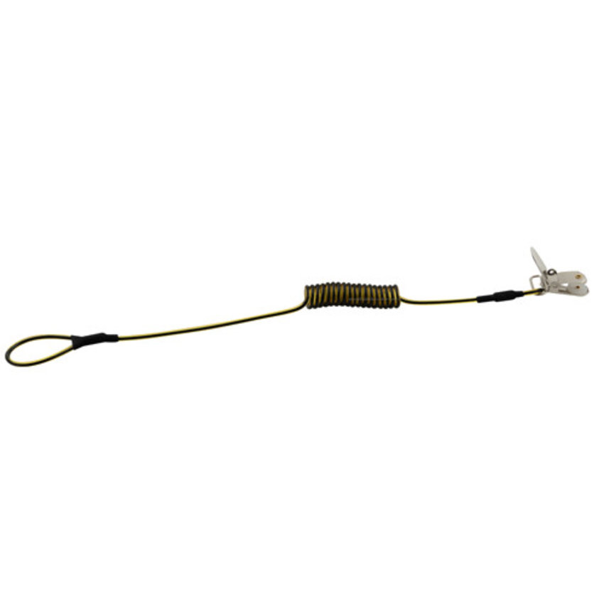 Retractable Tool Tether with Coiled Steel Cable and Attachment Clip 33–80 cm