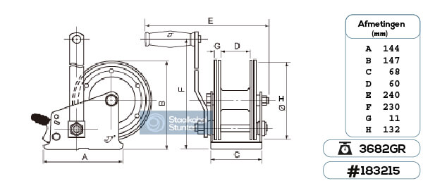 Hand winch Dimensions