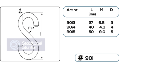 s-haak en s-haken afmetingen rvs