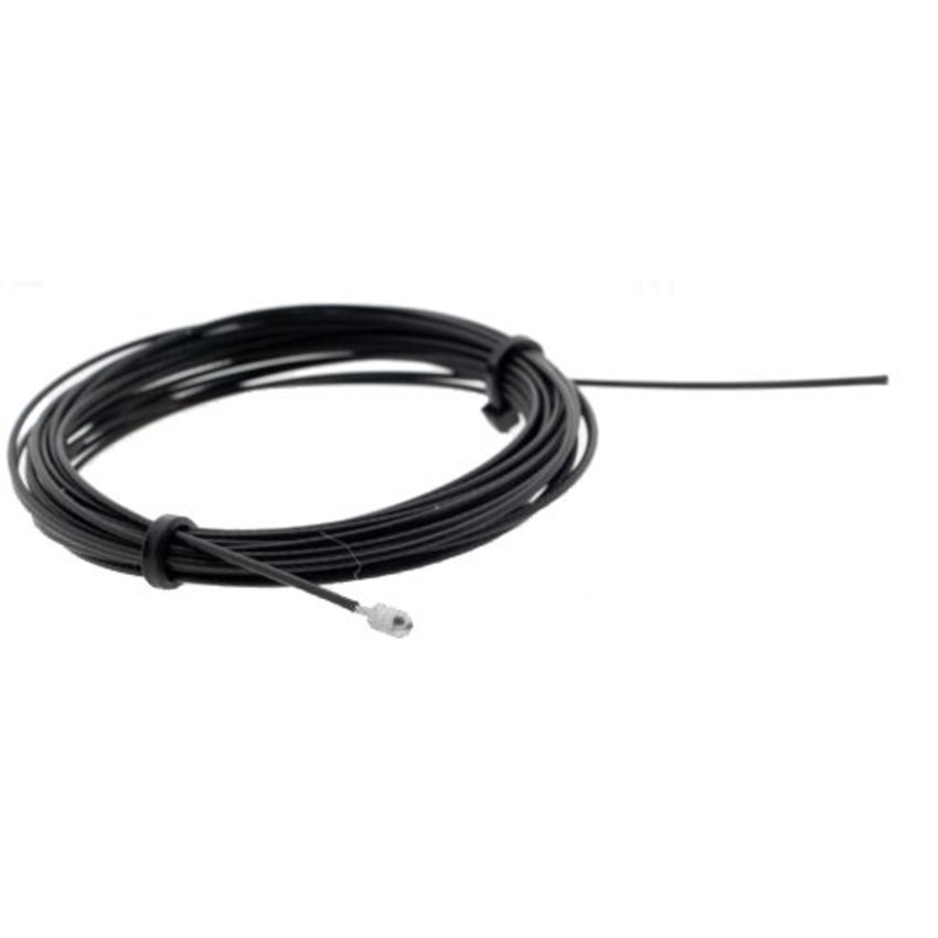 Zwarte staalkabel 1,2 mm x 5 m met eindstop – nylon mantel