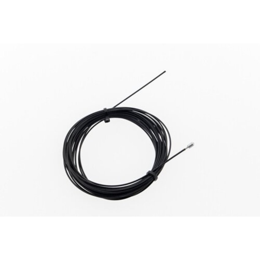 Zwarte staalkabel 1,2 mm x 5 m met eindstop – nylon mantel