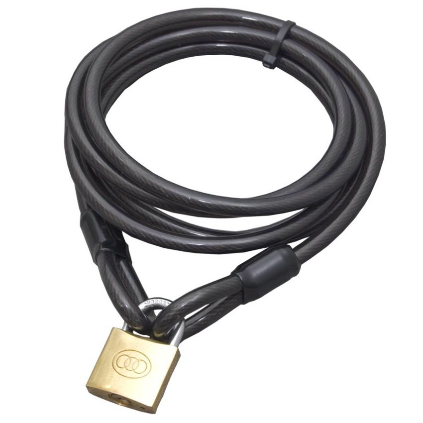3 Meter Patio Security Cable with Padlock - PVC Coated Steel Cable for Garden Furniture, BBQ, Bicycles and Patio Security