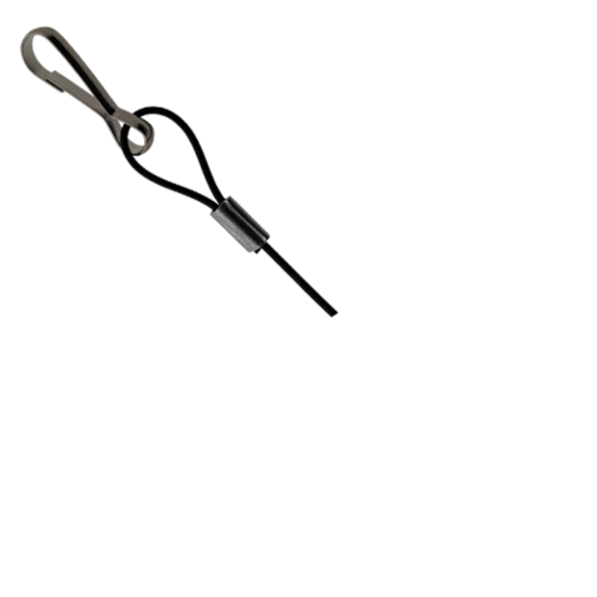 Zwarte staalkabel 30cm met lussen en simplexklem