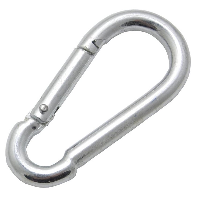 Karabijnhaak 4x40 mm Verzinkt Staal – Compacte Veerhaak voor Touw, Ketting en Staalkabel