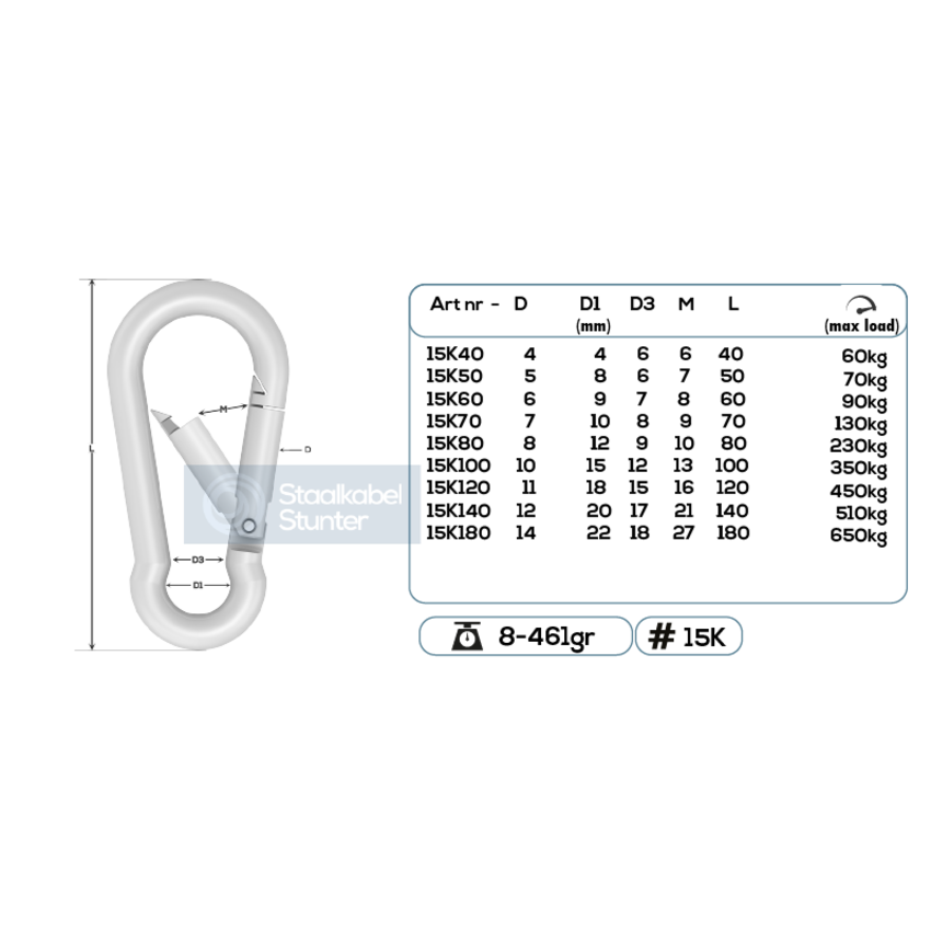 Snap Hook 4x40 galvanised