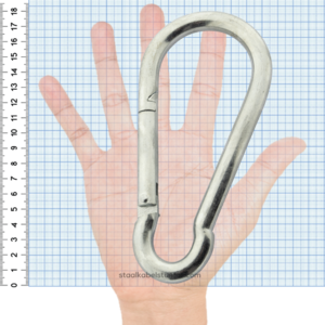 J Clarke Marine Pack of 2 - Carabiner snap hook with eyelet 50mm, 60mm,  70mm 316 A4 stainless steel (5mm x 50mm) : : DIY & Tools