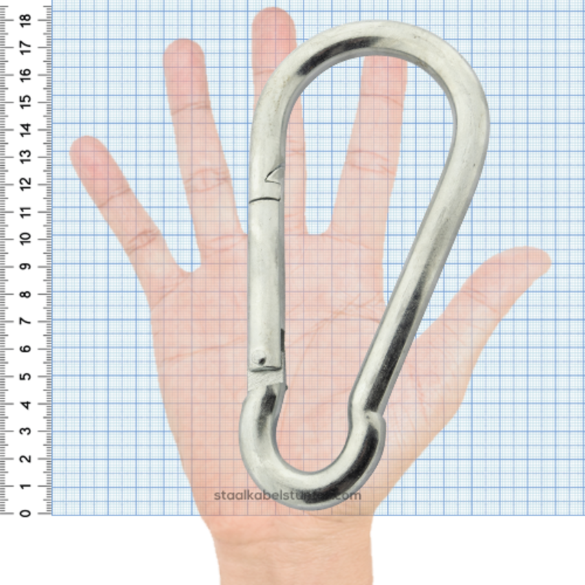 Carabiner Hook 14x180 mm Galvanized DIN 5299 C – Heavy Duty Snap Hook for Strong Fastening Applications