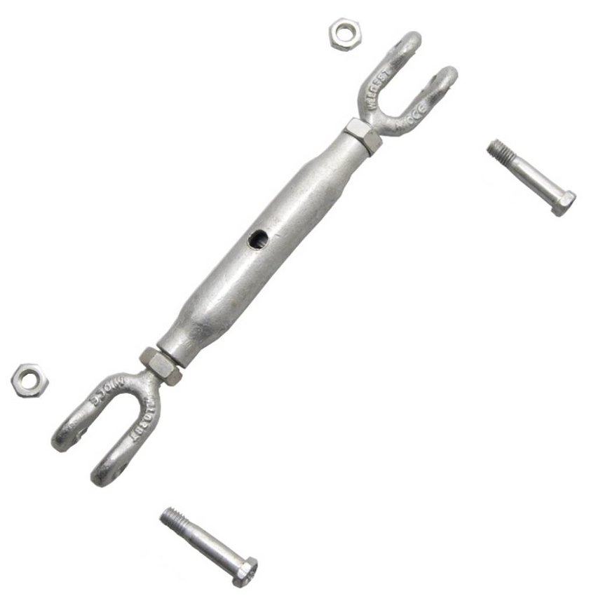 Spanschroef draadspanner M10 DIN 1478 verzinkt gaffel gaffel voor staalkabel en ketting