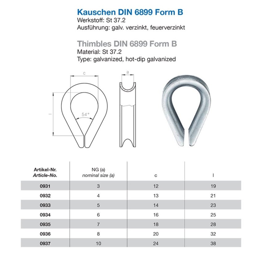 Stahlseil Kausche 3mm Verzinkte Ausführung