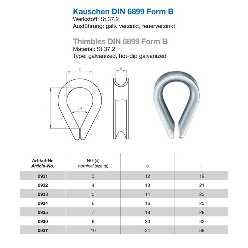 Thimble 3mm galvanised version